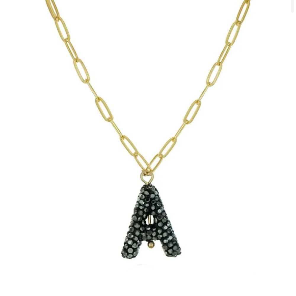 PANACEA 14K Gold Plated Paper Clip Chain Luxe Initial Necklace Letter A
